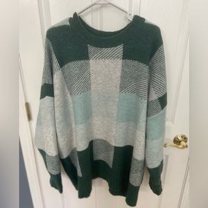 Target Green Plaid Crew Neck Sweater